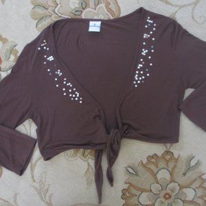 XE Short figaro blouse brown thin jersey 14 PLUS